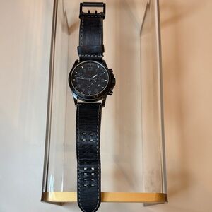 Luminox All-Black Leather Strap Chronograph Watch